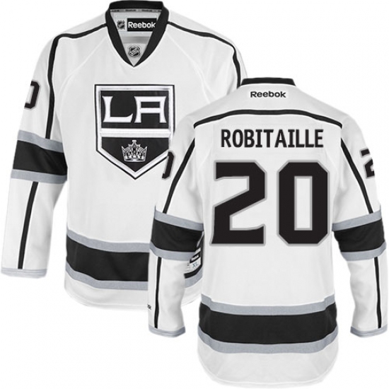 Men's Reebok Los Angeles Kings 20 Luc Robitaille Authentic White Away NHL Jersey