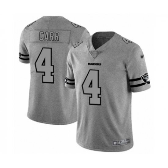 Men's Oakland Raiders 4 Derek Carr Gray Team Logo Gridiron Limited Player Football Jersey