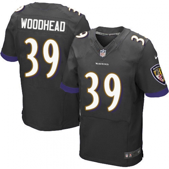 Men's Nike Baltimore Ravens 39 Danny Woodhead Elite Black Alternate NFL Jersey