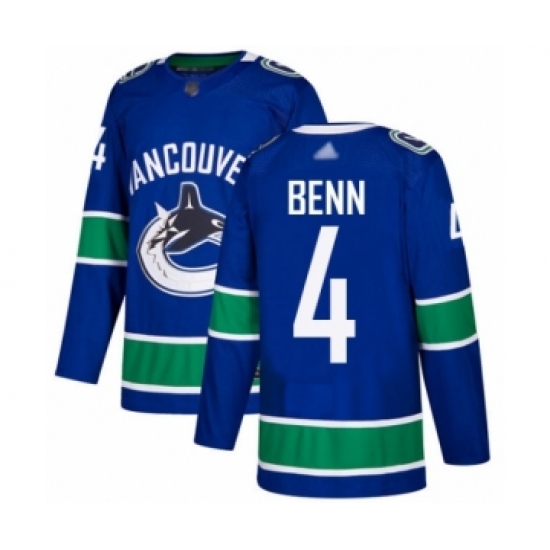 Men's Vancouver Canucks 4 Jordie Benn Authentic Blue Home Hockey Jersey