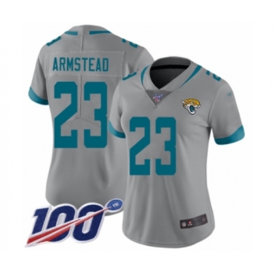 Women's Jacksonville Jaguars 23 Ryquell Armstead Silver Inverted Legend Limited 100th Season Football Jersey