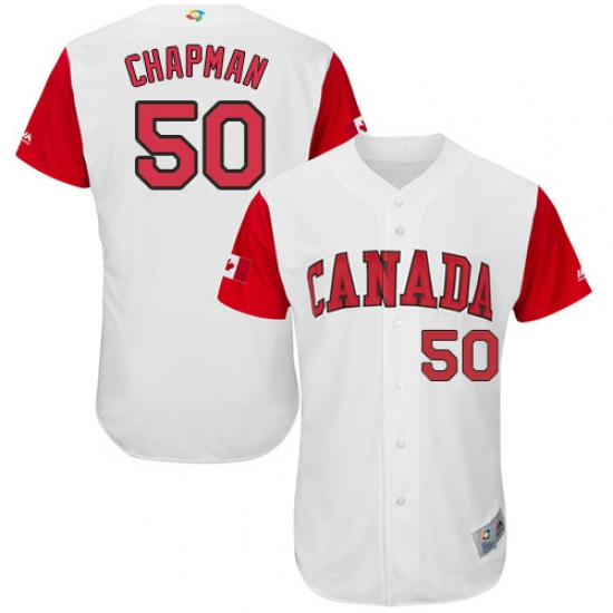 Men's Canada Baseball Majestic 50 Kevin Chapman White 2017 World Baseball Classic Authentic Team Jersey