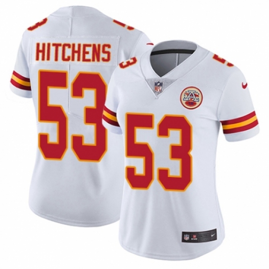 Women's Nike Kansas City Chiefs 53 Anthony Hitchens White Vapor Untouchable Limited Player NFL Jersey