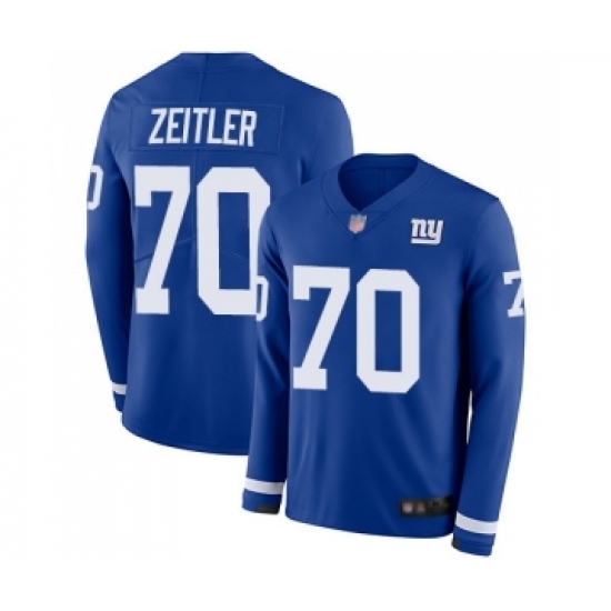 Youth New York Giants 70 Kevin Zeitler Limited Royal Blue Therma Long Sleeve Football Jersey