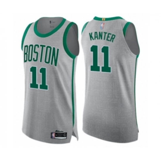 Men's Boston Celtics 11 Enes Kanter Authentic Gray Basketball Jersey - City Edition