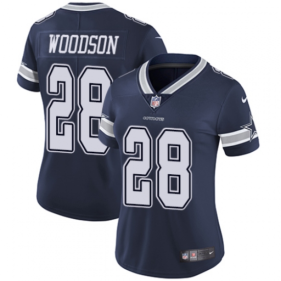 Women's Nike Dallas Cowboys 28 Darren Woodson Navy Blue Team Color Vapor Untouchable Limited Player NFL Jersey