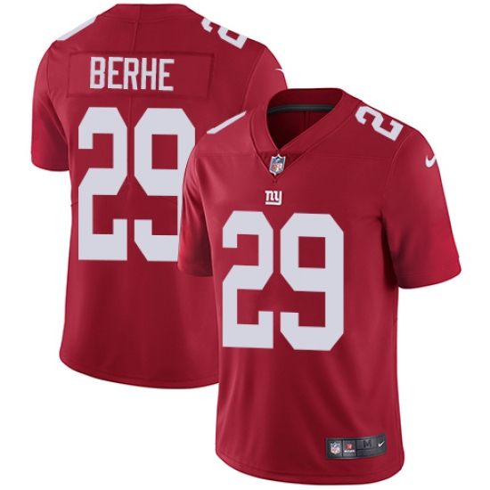 Men's Nike New York Giants 29 Nat Berhe Red Alternate Vapor Untouchable Limited Player NFL Jersey