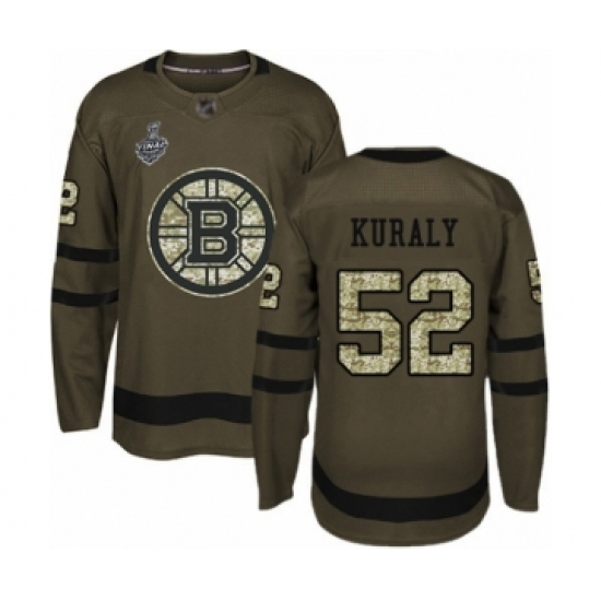 Men's Boston Bruins 52 Sean Kuraly Authentic Green Salute to Service 2019 Stanley Cup Final Bound Hockey Jersey