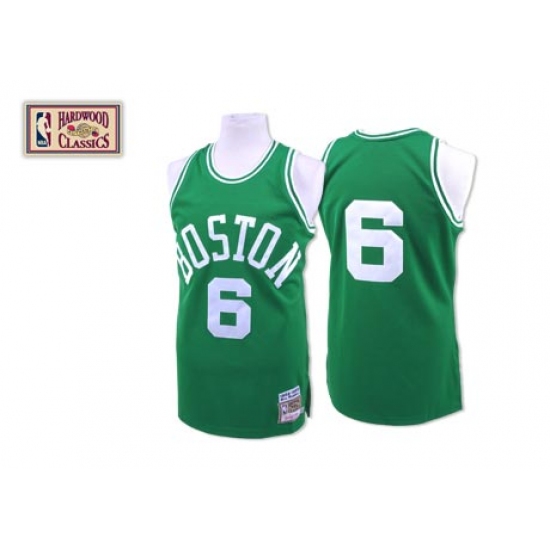 Men's Mitchell and Ness Boston Celtics 6 Bill Russell Authentic Green Throwback NBA Jersey