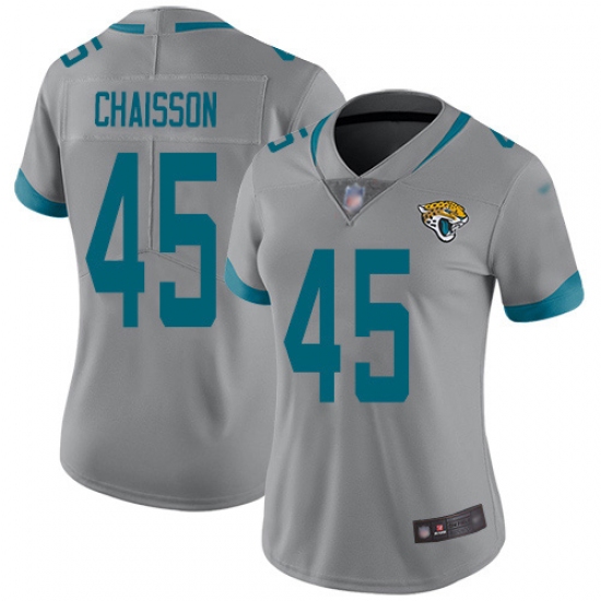 Women's Jacksonville Jaguars 45 K'Lavon Chaisson Silver Stitched NFL Limited Inverted Legend Jersey