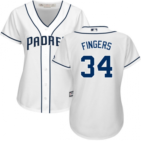 Women's Majestic San Diego Padres 34 Rollie Fingers Replica White Home Cool Base MLB Jersey