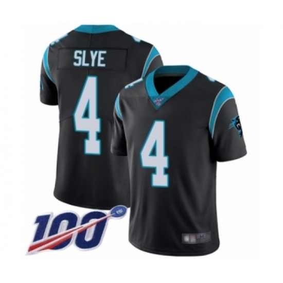 Men's Carolina Panthers 4 Joey Slye Black Team Color Vapor Untouchable Limited Player 100th Season Football Jersey