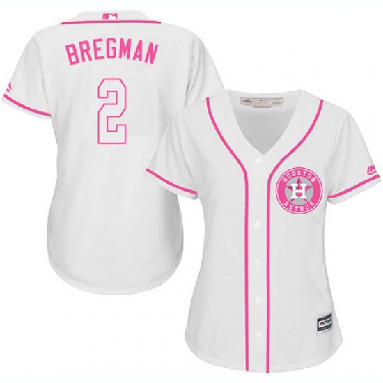Women's Majestic Houston Astros 2 Alex Bregman Authentic White Fashion Cool Base MLB Jersey