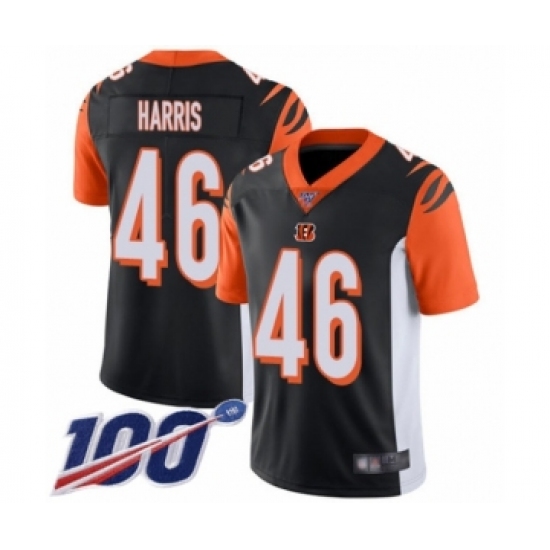 Men's Cincinnati Bengals 46 Clark Harris Black Team Color Vapor Untouchable Limited Player 100th Season Football Jersey
