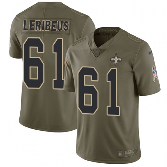 Men's Nike New Orleans Saints 61 Josh LeRibeus Limited Olive 2017 Salute to Service NFL Jersey