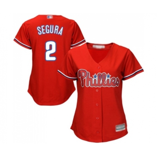 Women's Philadelphia Phillies 2 Jean Segura Replica Red Alternate Cool Base Baseball Jersey