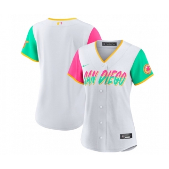 Women's San Diego Padres Blank White 2022 City Connect Cool Base Stitched Baseball Jersey(Run Small)