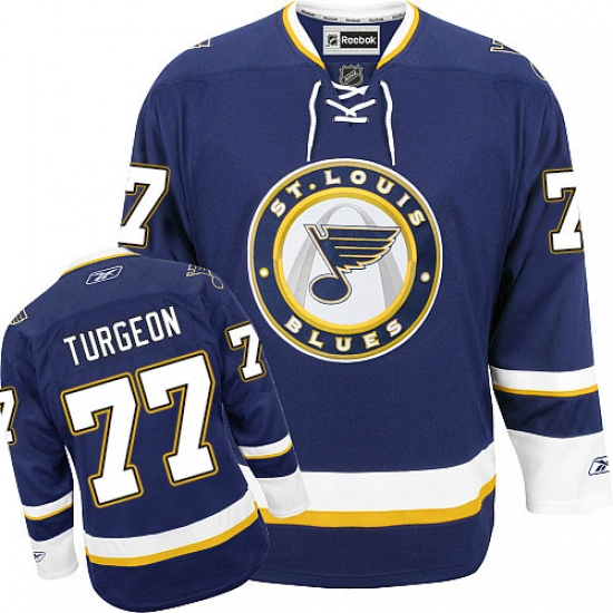 Men's Reebok St. Louis Blues 77 Pierre Turgeon Authentic Navy Blue Third NHL Jersey