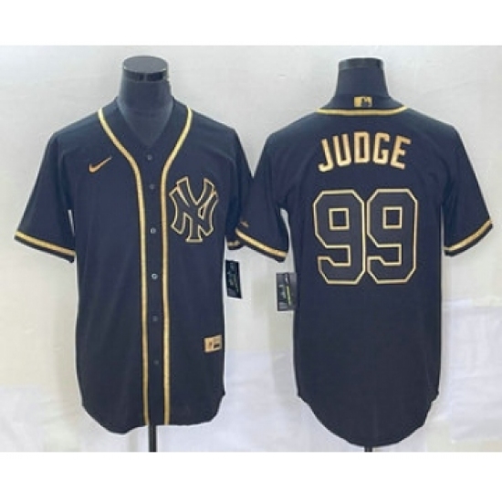 Men's New York Yankees 99 Aaron Judge Black Gold Stitched MLB Cool Base Nike Jersey