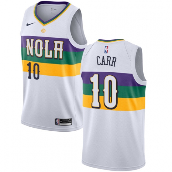 Men's Nike New Orleans Pelicans 10 Tony Carr Swingman White NBA Jersey - City Edition