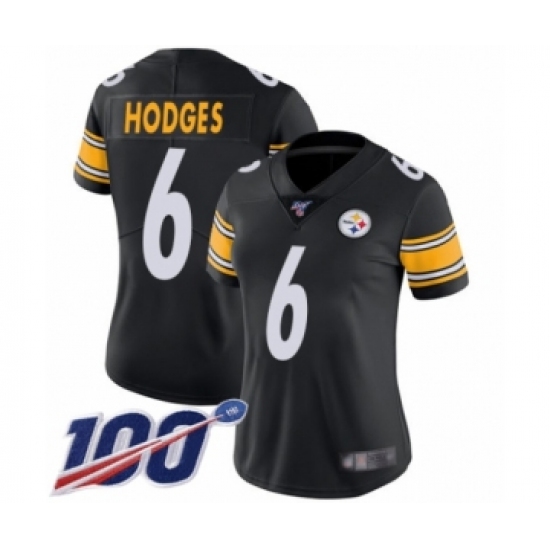 Women's Pittsburgh Steelers 6 Devlin Hodges Black Team Color Vapor Untouchable Limited Player 100th Season Football Jersey