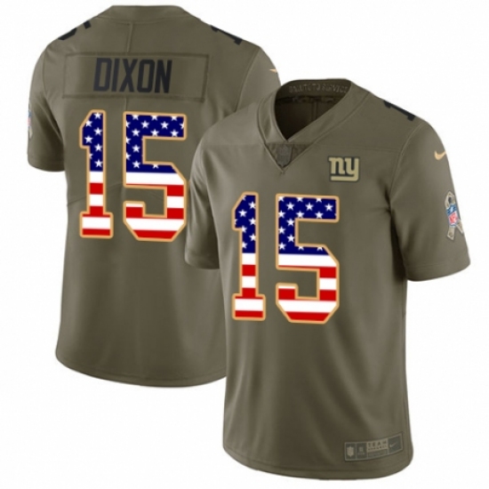 Youth Nike New York Giants 15 Riley Dixon Limited Olive USA Flag 2017 Salute to Service NFL Jersey