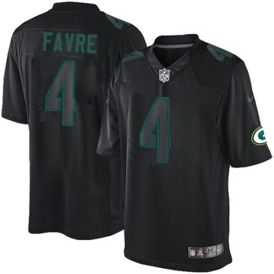 Men's Nike Green Bay Packers 4 Brett Favre Limited Black Impact NFL Jersey