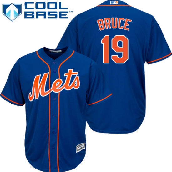 Men's Majestic New York Mets 19 Jay Bruce Replica Royal Blue Alternate Home Cool Base MLB Jersey