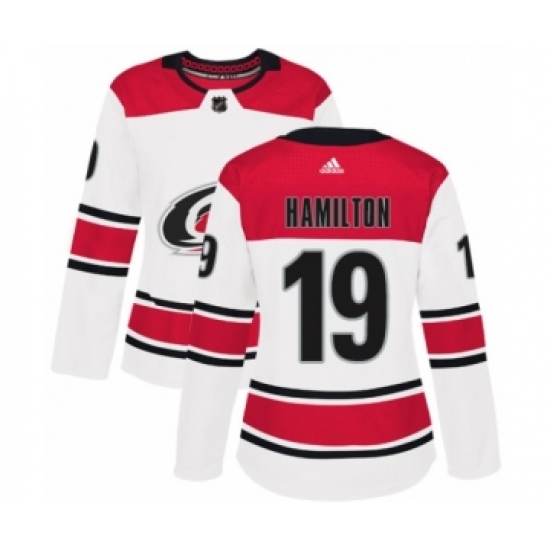 Women's Adidas Carolina Hurricanes 19 Dougie Hamilton Authentic White Away NHL Jersey