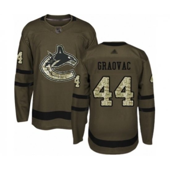 Men's Vancouver Canucks 44 Tyler Graovac Authentic Green Salute to Service Hockey Jersey