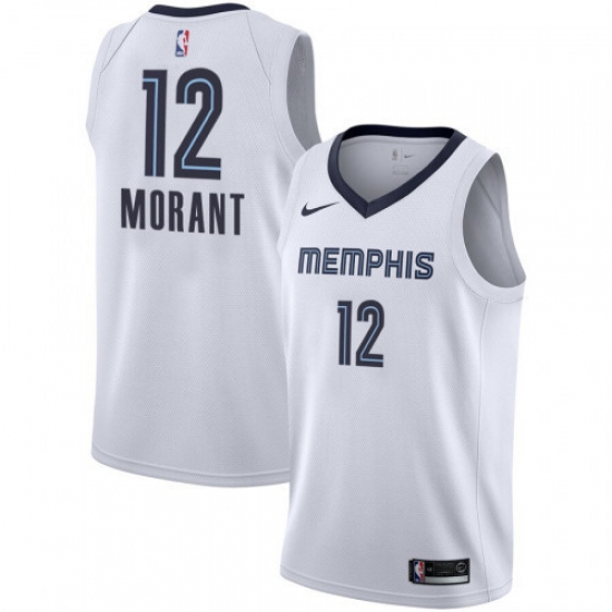 Men's Nike Memphis Grizzlies 12 Ja Morant White NBA Swingman Association Edition Jersey