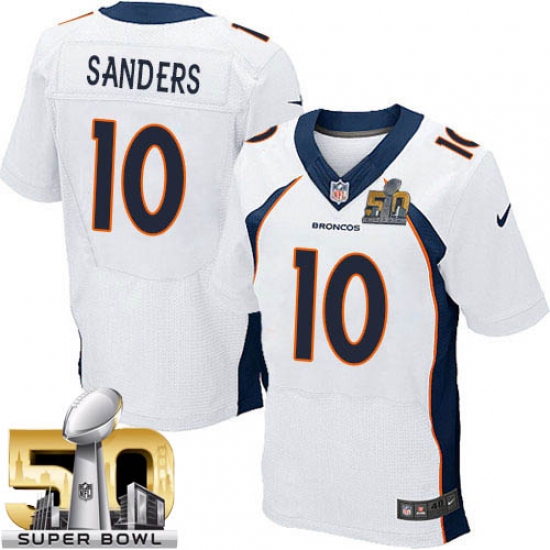 Men's Nike Denver Broncos 10 Emmanuel Sanders Elite White Super Bowl 50 Bound NFL Jersey