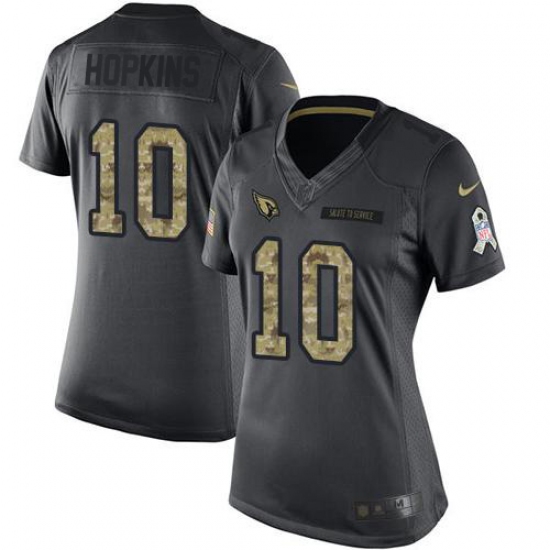 Women's Nike Arizona Cardinals 10 DeAndre Hopkins Black Stitched NFL Limited 2016 Salute to Service Jersey