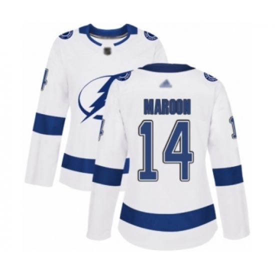 Women's Tampa Bay Lightning 14 Patrick Maroon Authentic White Away Hockey Jersey