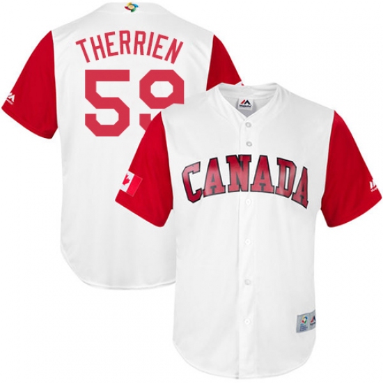 Men's Canada Baseball Majestic 59 Jessen Therrien White 2017 World Baseball Classic Replica Team Jersey