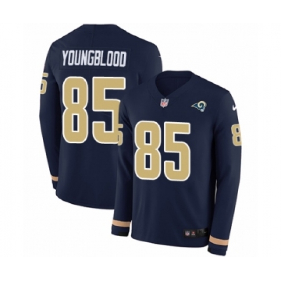 Youth Nike Los Angeles Rams 85 Jack Youngblood Limited Navy Blue Therma Long Sleeve NFL Jersey