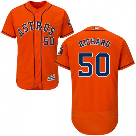 Men's Majestic Houston Astros 50 J.R. Richard Orange Alternate Flex Base Authentic Collection MLB Jersey