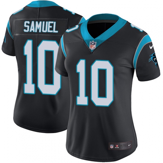 Women's Nike Carolina Panthers 10 Curtis Samuel Black Team Color Vapor Untouchable Limited Player NFL Jersey