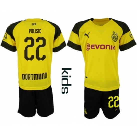 Dortmund 22 Pulisic Home Kid Soccer Club Jersey