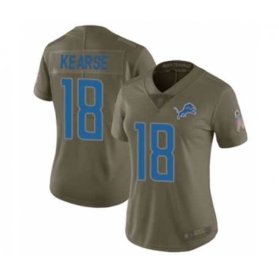 Women's Detroit Lions 18 Jermaine Kearse Limited Olive 2017 Salute to Service Football Jersey