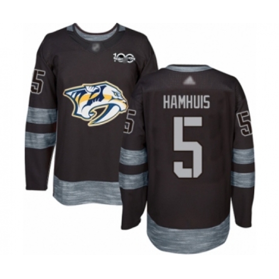 Men's Nashville Predators 5 Dan Hamhuis Authentic Black 1917-2017 100th Anniversary Hockey Jersey