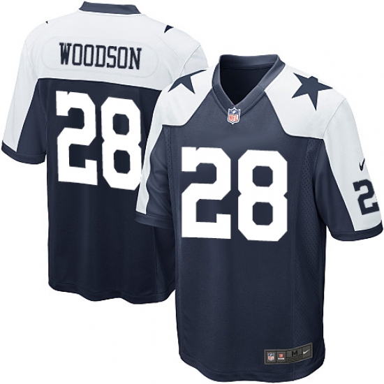 Men's Nike Dallas Cowboys 28 Darren Woodson Game Navy Blue Throwback Alternate NFL Jersey