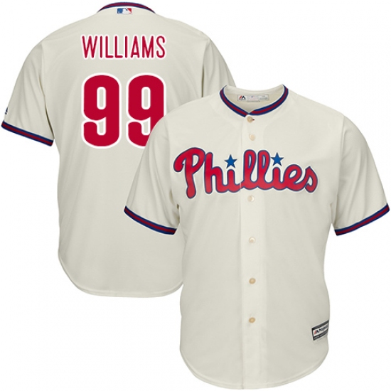 Men's Majestic Philadelphia Phillies 99 Mitch Williams Replica Cream Alternate Cool Base MLB Jersey