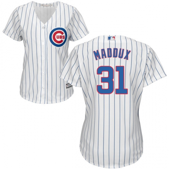 Women's Majestic Chicago Cubs 31 Greg Maddux Authentic White Home Cool Base MLB Jersey