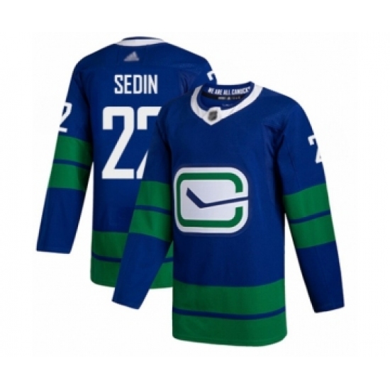 Men's Vancouver Canucks 22 Daniel Sedin Authentic Royal Blue Alternate Hockey Jersey