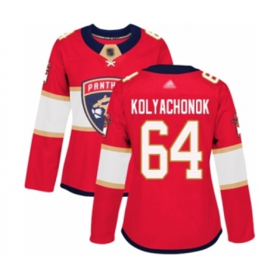 Women's Florida Panthers 64 Vladislav Kolyachonok Authentic Red Home Hockey Jersey