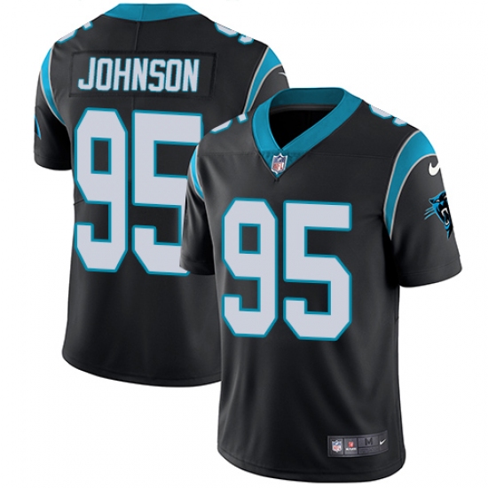 Men's Nike Carolina Panthers 95 Charles Johnson Black Team Color Vapor Untouchable Limited Player NFL Jersey