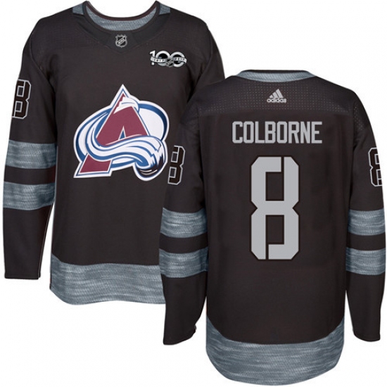 Men's Adidas Colorado Avalanche 8 Joe Colborne Authentic Black 1917-2017 100th Anniversary NHL Jersey