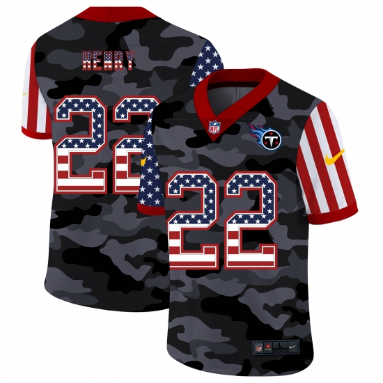 Men's Tennessee Titans 22 Derrick Henry Camo Flag Nike Limited Jersey