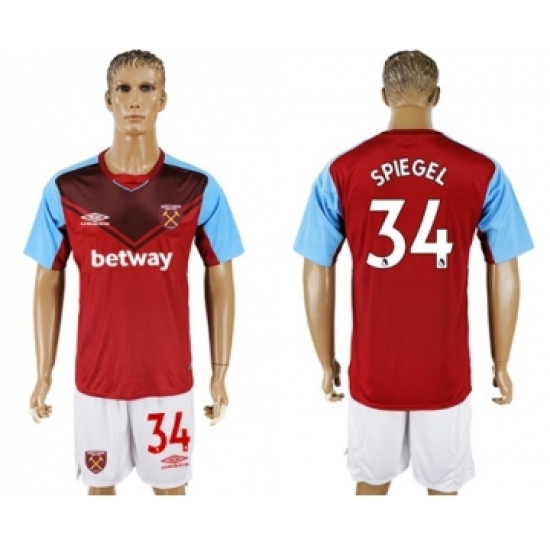 West Ham United 34 Spiegel Home Soccer Club Jersey